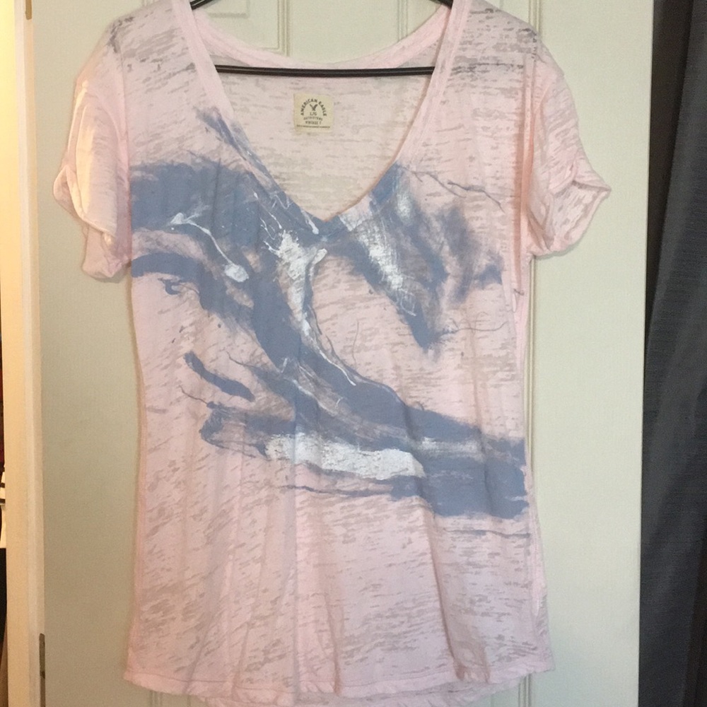 Pink with blue wave shirt